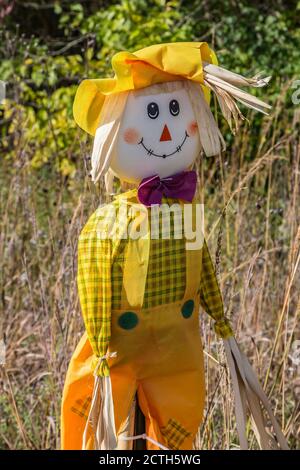 Scarecrow entry in annual fall contest at Prophetstown State Park living history museum  Battleground Indiana Stock Photo