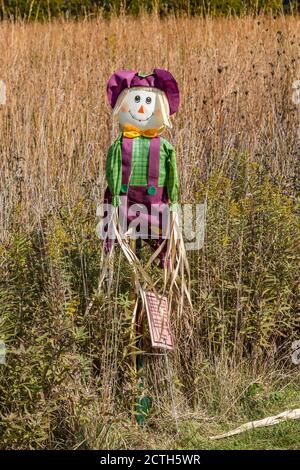 Scarecrow entry in annual fall contest at Prophetstown State Park living history museum  Battleground Indiana Stock Photo