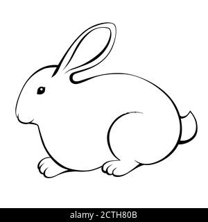 Rabbit black white isolated illustration vector Stock Vector
