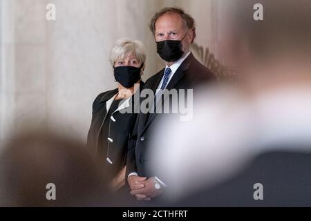 Washington, United States. 23rd Sep, 2020. Justice Samuel Alito and his wife Martha-Ann stand during a private ceremony for Justice Ruth Bader Ginsburg at the Supreme Court in Washington, DC on Wednesday, September 23, 2020. Ginsburg, 87, died of cancer on Sept. 18. Pool Photo by Andrew Harnik/UPI Credit: UPI/Alamy Live News Stock Photo