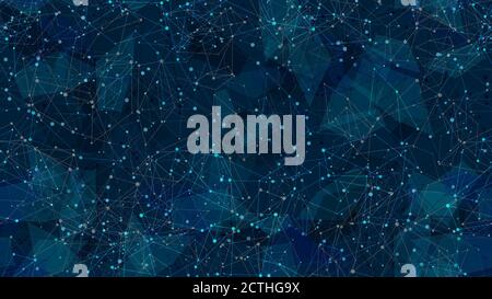 Wireframe polygonal seamless pattern on blue background. Great wallpaper. Vector EPS10. Stock Vector