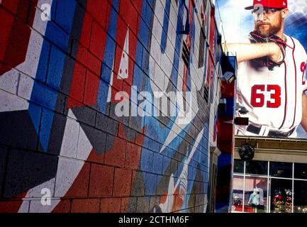WASHINGTON, DC - SEPTEMBER 22:  Mural of Washington Nationals player Sean Doolittle during a MLB game between the Washington Nationals and the Philade Stock Photo