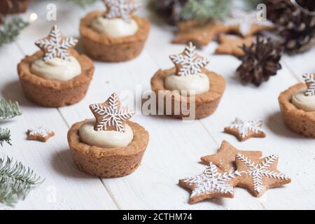 Christmas wonderland gingerbread cupcakes and cookies Stock Photo