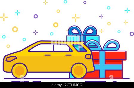 Special offer car SUV gift. Present off-road vehicle. Stock Vector