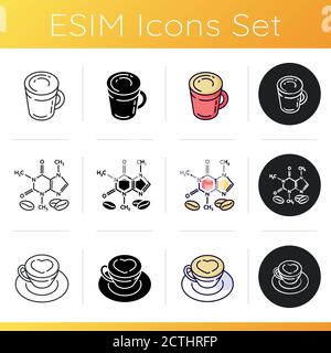 Cafeinated drinks icons set Stock Vector