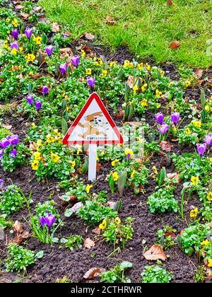 A sign with the german word Eieralarm means egg alert on easter holidays Stock Photo
