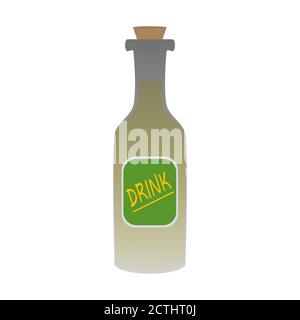 Glass bottle with a drink on a white background. Stock Vector
