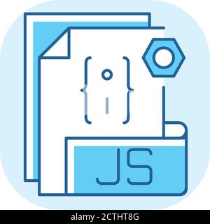 JS file blue RGB color icon Stock Vector