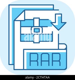 RAR file blue RGB color icon Stock Vector