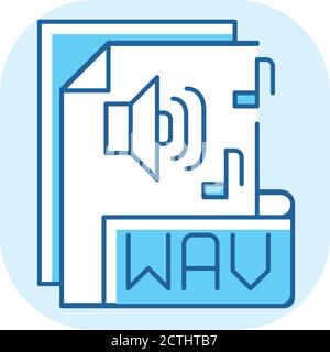 WAV file blue RGB color icon Stock Vector