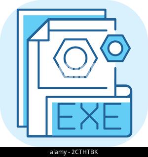 EXE file blue RGB color icon Stock Vector
