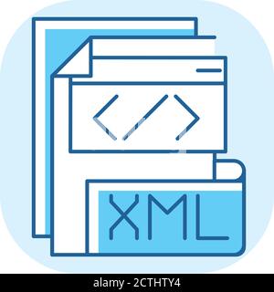 XML file blue RGB color icon Stock Vector