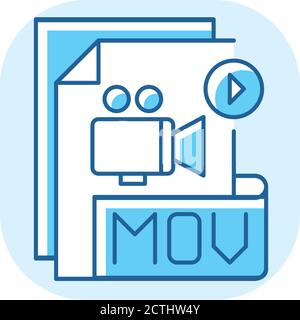 MOV file blue RGB color icon Stock Vector