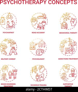 Psychotherapy concept icons set Stock Vector