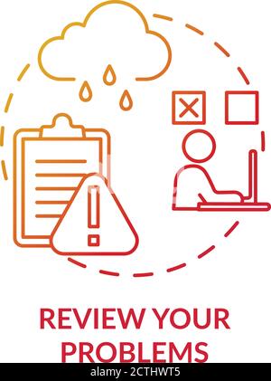 Review problems concept icon Stock Vector