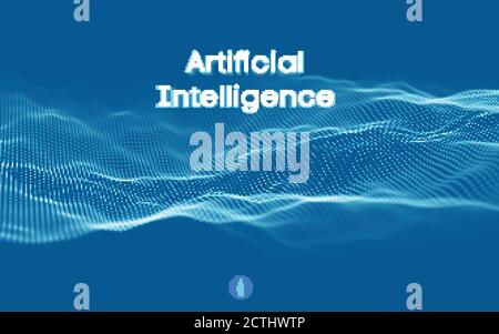 Background 3d grid. Ai tech wire network futuristic wireframe. Artificial intelligence . Cyber security background Vector illustration Stock Vector
