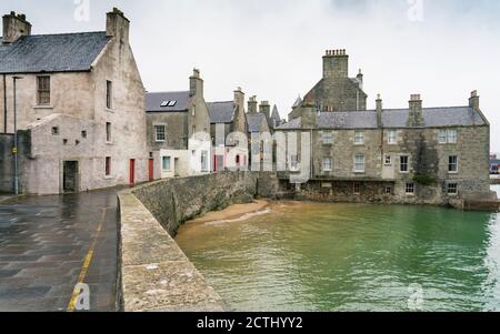 View of BainÕs Beach on Commercial Street  in old town of Lerwick, Shetland Isles, Scotland, UK Stock Photo