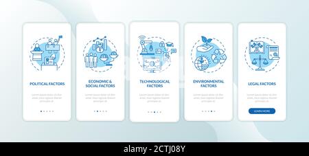 PESTEL analysis onboarding mobile app page screen with concepts Stock Vector
