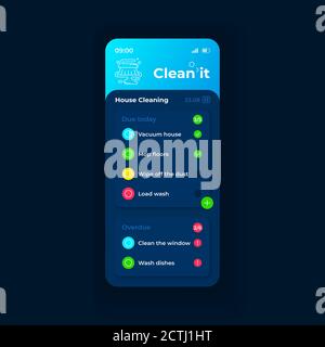 Housekeeping managing smartphone interface vector template Stock Vector