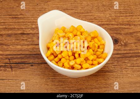 Sweet marinated corn seeds in the bowl Stock Photo