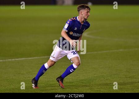 Oldham, UK. 22nd Sep, 2020. OLDHAM, ENGLAND. SEPT 22ND 2020 Oldham's Ben Hough during the EFL Trophy match between Oldham Athletic and Wolverhampton Wanderers at Boundary Park, Oldham on Tuesday 22nd September 2020. (Credit: Eddie Garvey | MI News) Credit: MI News & Sport /Alamy Live News Stock Photo