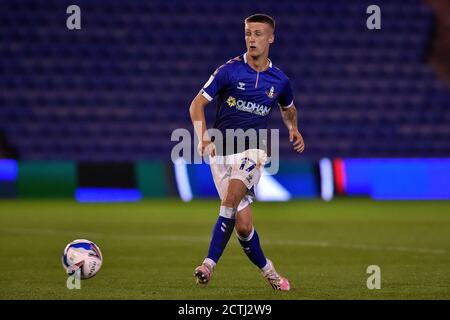 Oldham, UK. 22nd Sep, 2020. OLDHAM, ENGLAND. SEPT 22ND 2020 Oldham's Jordan Barnett during the EFL Trophy match between Oldham Athletic and Wolverhampton Wanderers at Boundary Park, Oldham on Tuesday 22nd September 2020. (Credit: Eddie Garvey | MI News) Credit: MI News & Sport /Alamy Live News Stock Photo