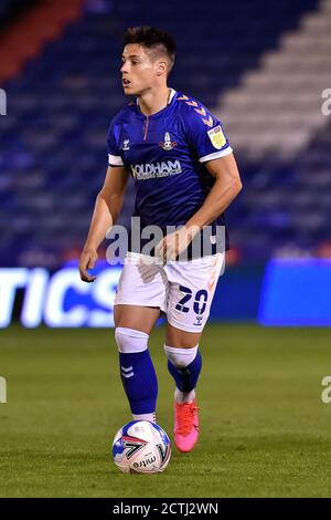 Oldham, UK. 22nd Sep, 2020. OLDHAM, ENGLAND. SEPT 22ND 2020 Oldham's Andrea Badan during the EFL Trophy match between Oldham Athletic and Wolverhampton Wanderers at Boundary Park, Oldham on Tuesday 22nd September 2020. (Credit: Eddie Garvey | MI News) Credit: MI News & Sport /Alamy Live News Stock Photo