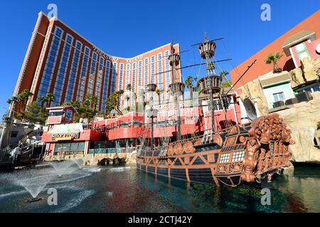 Treasure Island is a luxury resort and casino on Las Vegas Strip in Las Vegas, Nevada NV, USA. The hotel has Caribbean Pirates theme. Stock Photo