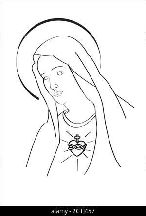 the Blessed Virgin Mary with folded hands for prayer Stock Vector | Adobe  Stock