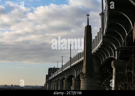 The town of Kincardine and its iconic bridge. Stock Photo