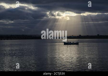 View of the Forth estuary from near Kincardine. Stock Photo