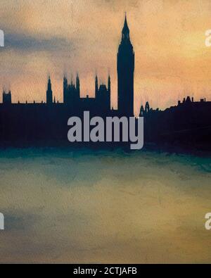 CONTEMPORARY ART: London, Houses of Parliament Stock Photo