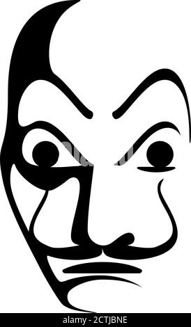 Salvador Dali style face mask outline in vector Stock Vector