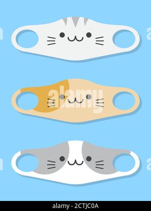 Set of designs face masks with cat faces Stock Vector