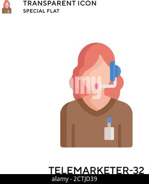 Telemarketer-32 vector icon. Flat style illustration. EPS 10 vector. Stock Vector