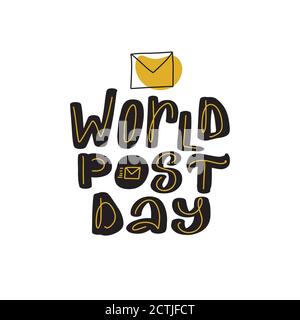 World Post Day logo, October 9. Great vector stock calligraphy illustration Stock Vector