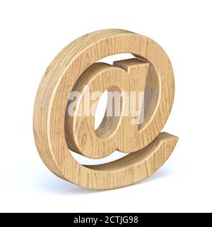 Rounded wooden font at sign 3D render illustration isolated on white ...