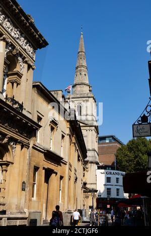 Bristol Registry Office on Corn Street, with the Grand Hotel and Christ Church with St Ewen, St Nicholas market. Bristol, England. Sept 2020 Stock Photo