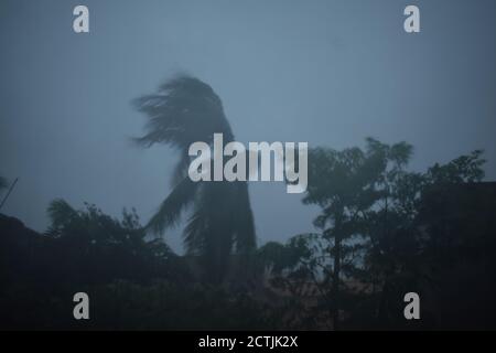 AMPHAN the super cyclone. Cyclonic storm with wind speed 130 kmph gusting to West Bengal, India. Stock Photo