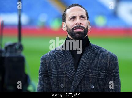 LONDON, ENGLAND - FEBRUARY 22, 2020: Rio Ferdinand pictured ahead of the 2019/20 Premier League game between Chelsea FC and Tottenham Hotspur FC at Stamford Bridge. Stock Photo