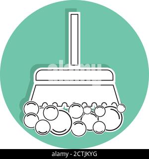 Broom with soap bubbles. Cleaning products icon - Vector Stock Vector
