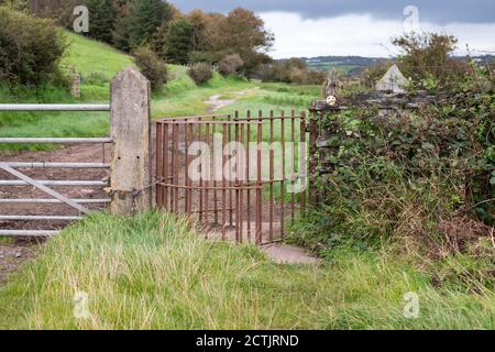 metal kissing gate, St Bees, Cumbria, England, UK Stock Photo