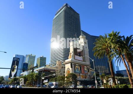Cosmopolitan of Las Vegas (Cosmo) is a luxury resort and casino opened in 2010 on Las Vegas Strip in Las Vegas, Nevada, USA. Stock Photo
