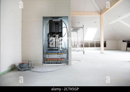 Electrical equipment in house under construction Stock Photo