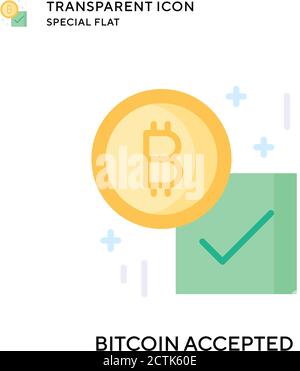 Bitcoin accepted vector icon. Flat style illustration. EPS 10 vector. Stock Vector
