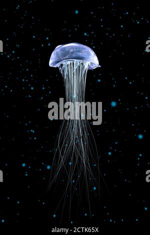 Three dimensional render of glowing jellyfish Stock Photo