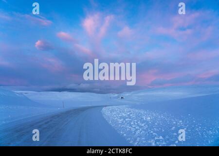 Empty road to North Cape, Finnmark, Norway Stock Photo