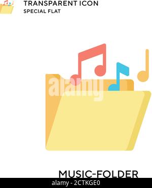 Music-folder vector icon. Flat style illustration. EPS 10 vector. Stock Vector