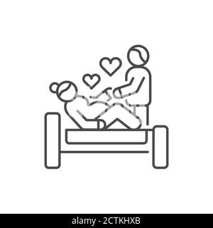 Partner childbirth black line icon. Pictogram for web, mobile app, promo. UI UX design element. Stock Vector