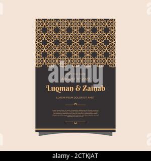 Luxury wedding invitation card Vector. Rich rococo backgrounds. Royal victorian pattern ornament. Made with golden foil Isolated on black background. Stock Vector